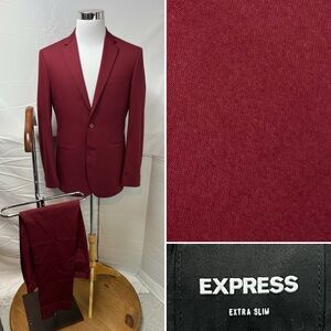 Express Men’s 42L X 34W Red Extra Slim Fit 2-Piece Stretch Suit